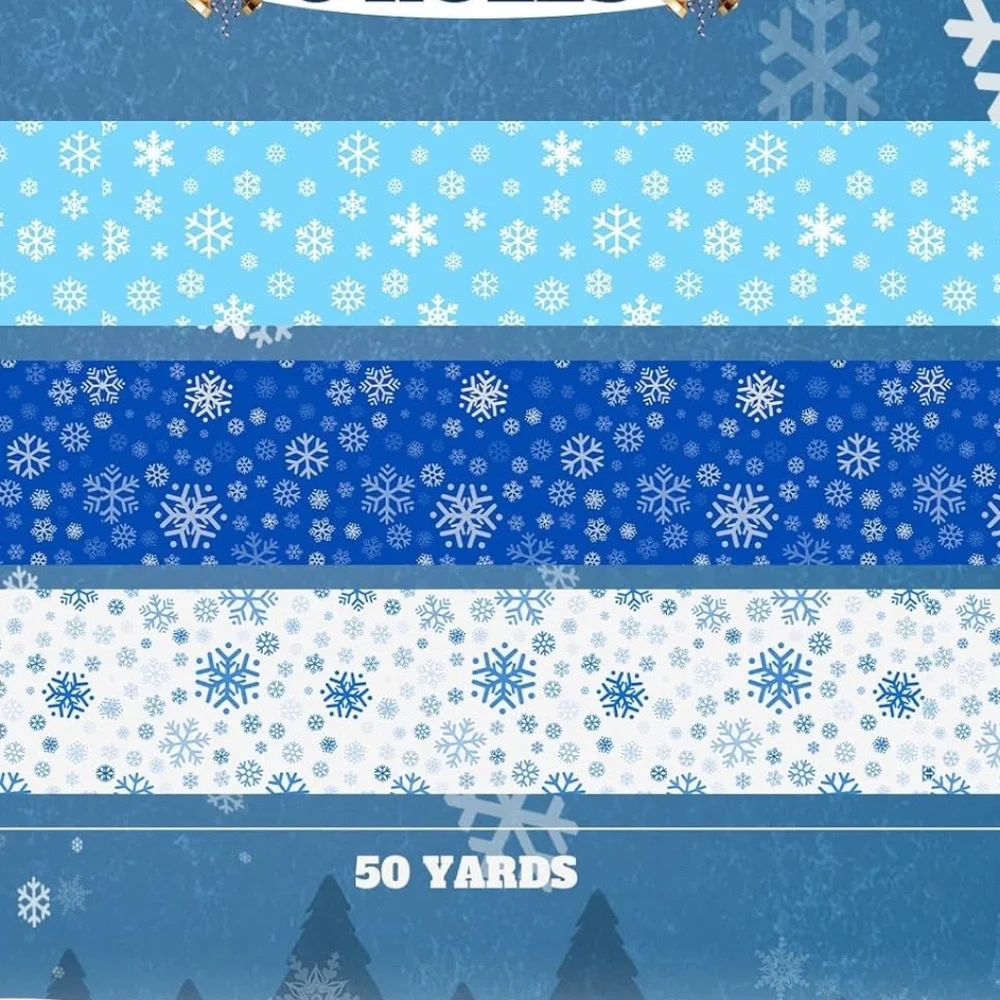 Winter Snowflake Packing Tape Roll - Blue Decorative Shipping Tape